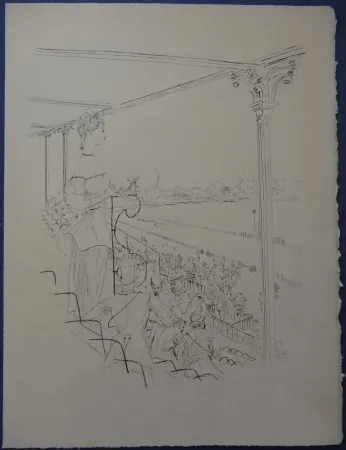 Radierung Foujita - Rivière enchantée - Champ de courses