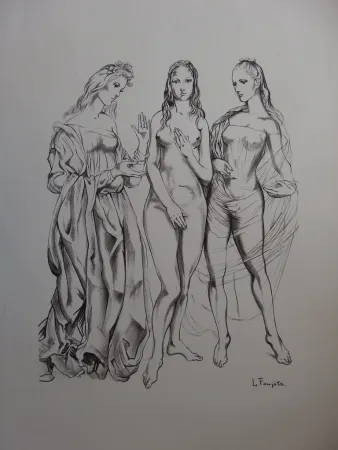 Lithographie Foujita - The Three Graces
