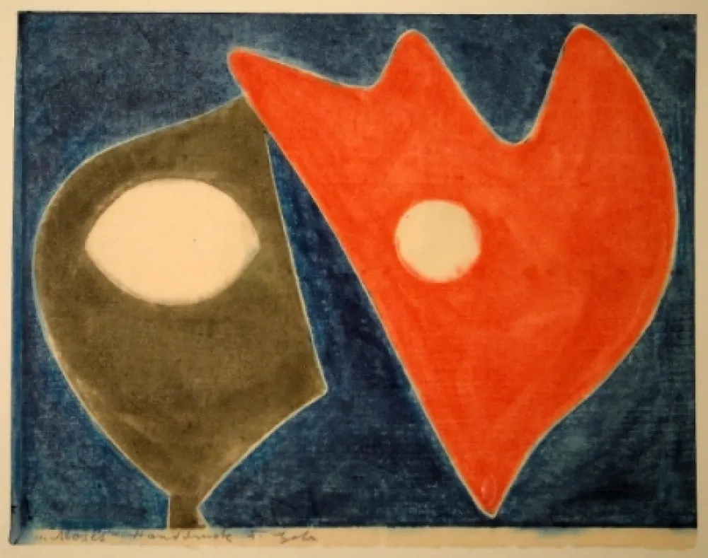 Holzschnitt Gehr - Moses vor brennendem Dornbusch I. 