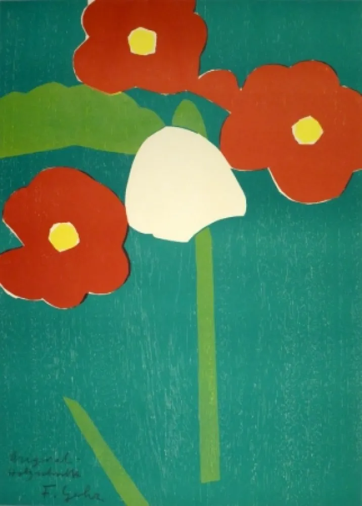 Holzschnitt Gehr - Schneeglöckchen und Primeln