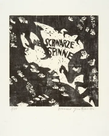 Holzschnitt Gentinetta - Die schwarze Spinne. 