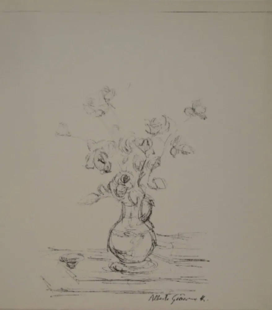 Lithographie Giacometti -  Bouquet dans une cruche I
