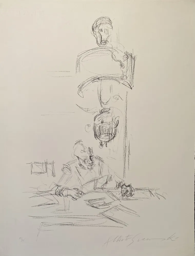 Lithographie Giacometti - La mère de l'artiste lisant sous la lampe à Stampa III