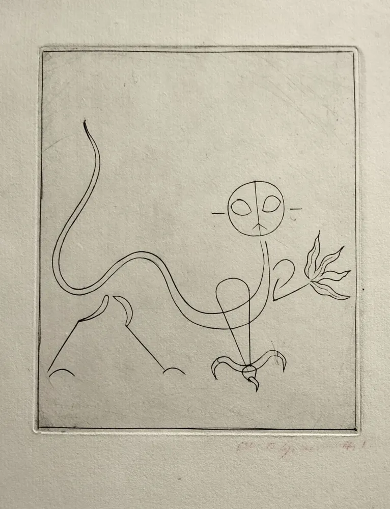 Kaltnadelradierung Giacometti - Le Chat, from  André Breton, l'Air de l'eau