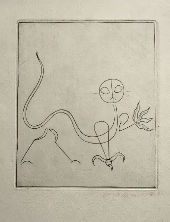 Kaltnadelradierung Giacometti - Le Chat, from  André Breton, l'Air de l'eau