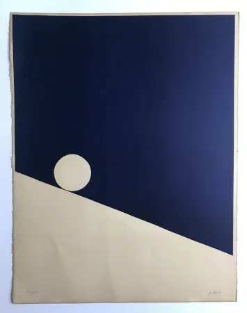 Lithographie Gilioli - Sans titre (Composition en bleu)