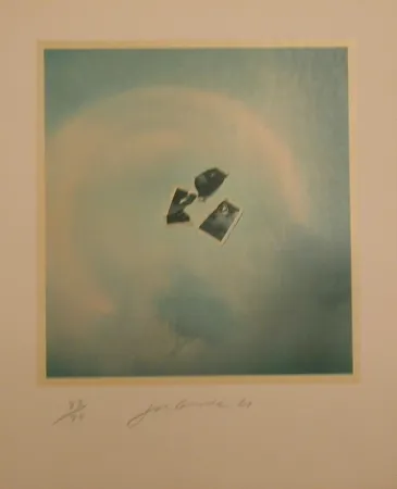 Lithographie Goode - Untitled (photo pieces on blue background)