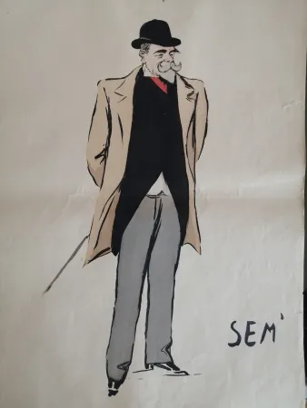 Lithographie Goursat - SEM - Caricature Album Marseillais