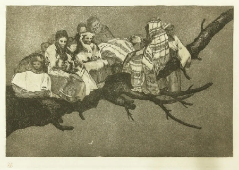 Radierung Goya - Andarse Po Las Ramas; Disparate Ridiculo, (plate 3 from Los Proverbios)