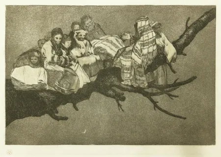 Radierung Goya - Andarse Po Las Ramas; Disparate Ridiculo, (plate 3 from Los Proverbios)