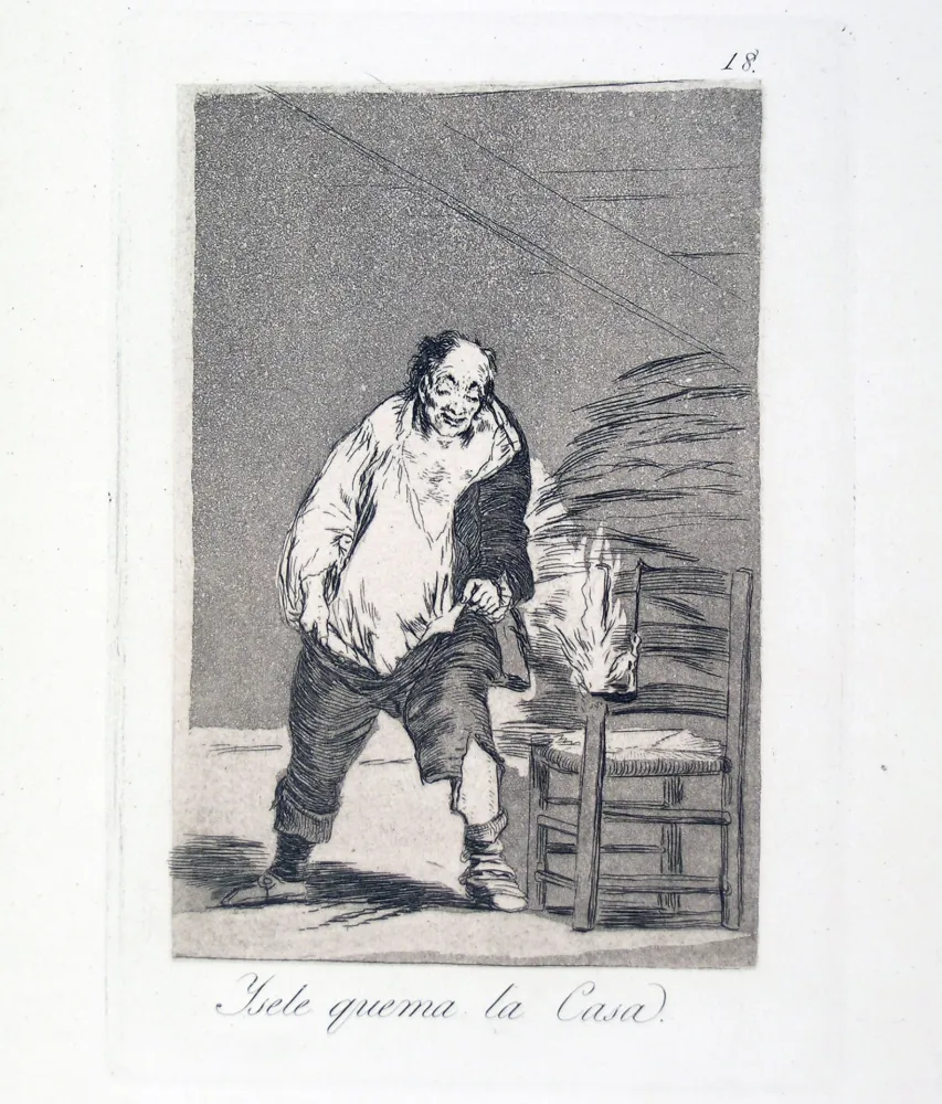 Radierung Und Aquatinta Goya - YSELE QUEMA LA CASA 