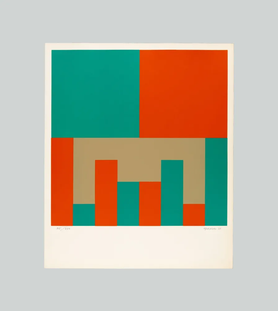 Siebdruck Graeser - Grun - Orange konstellation