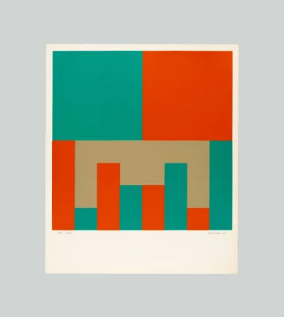 Siebdruck Graeser - Grun - Orange konstellation