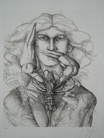 Radierung Grass - Personnage à l'écrevisse