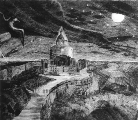 Kaltnadelradierung Grasselli - Visione notturna presso San Luca