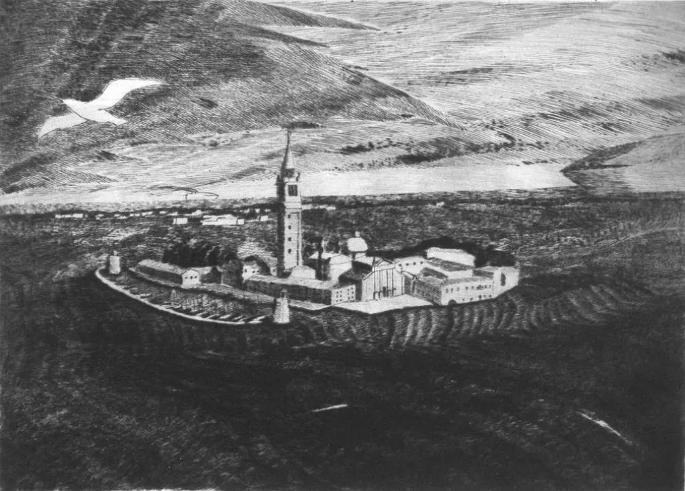 Kaltnadelradierung Grasselli - Visione sulla laguna