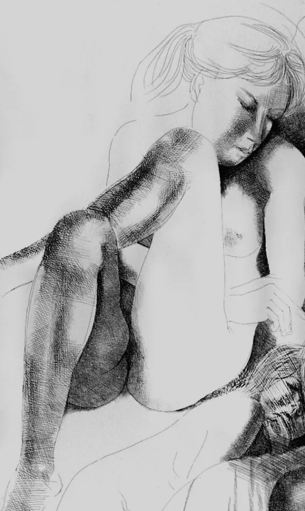 Radierung Greco - Nudo seduto