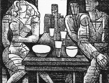 Radierung Gromaire - Estaminet