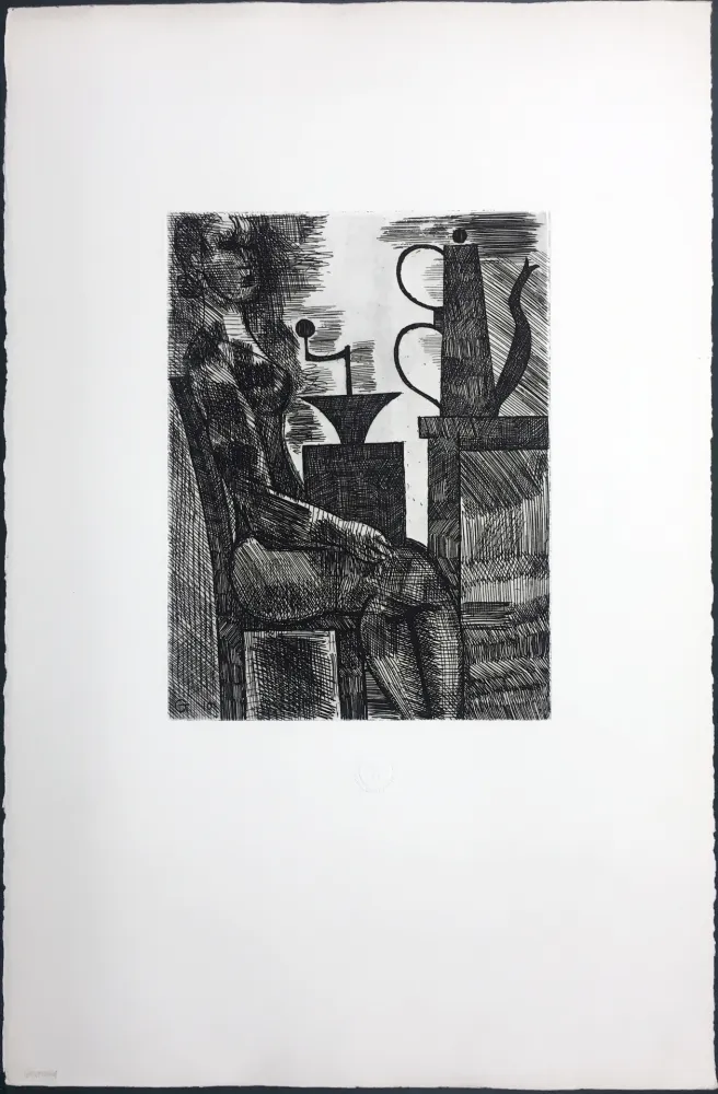 Stich Gromaire - Femme à la cafetière (Chacographie du Louvre)