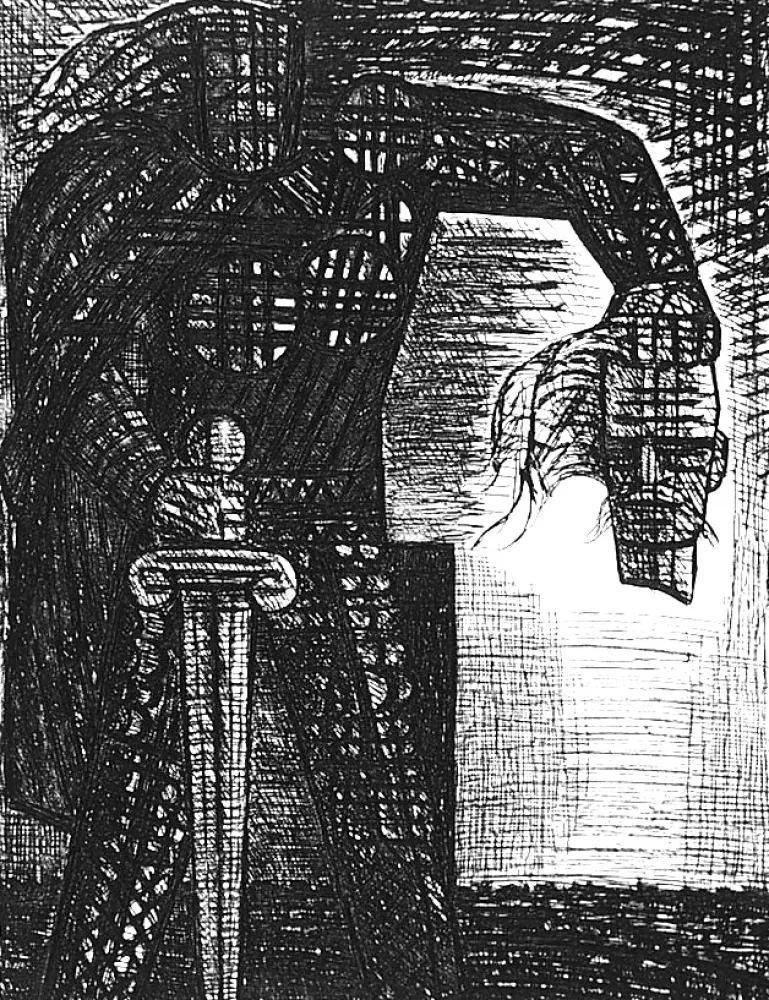 Radierung Gromaire - La mort de Macbeth