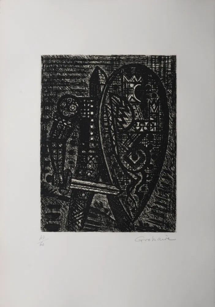 Lithographie Gromaire - La révolte, 1958
