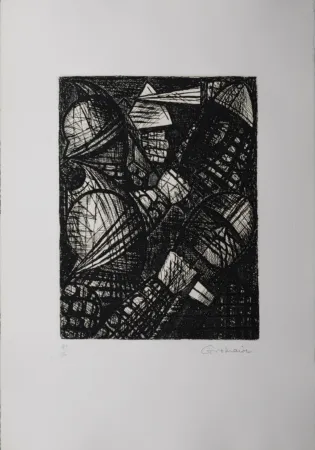 Radierung Gromaire - Le combat, 1958