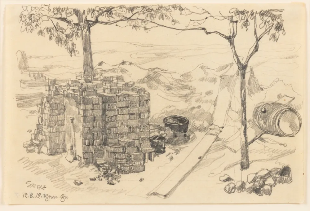 Keine Technische Grosz - George Grosz (1893–1959) - Baustelle (Thorn) - pencil on paper - 1912