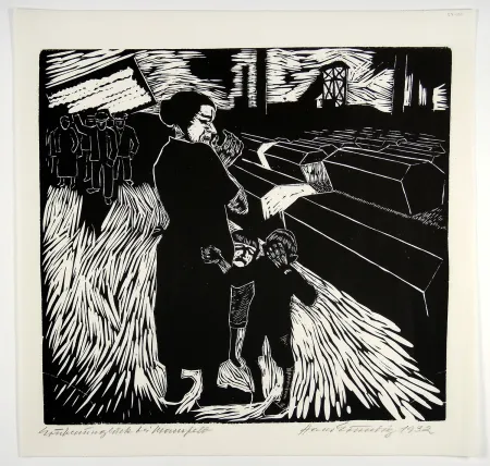 Holzschnitt Grundig - Grubenunglück bei Mansfeld (Mining accident near Mansfeld)