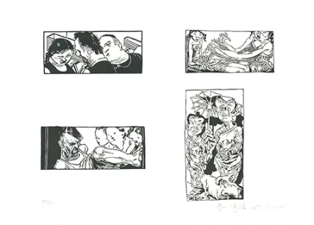 Linolschnitt Grützke - Bilder aus Bongs Stall