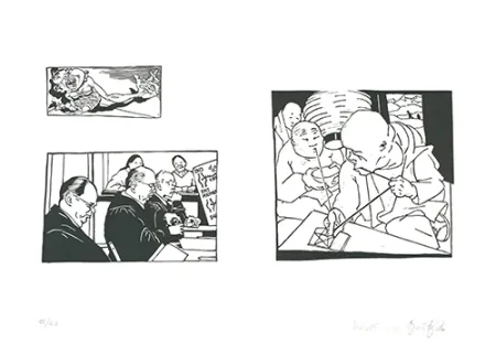 Linolschnitt Grützke - Bilder aus Bongs Stall