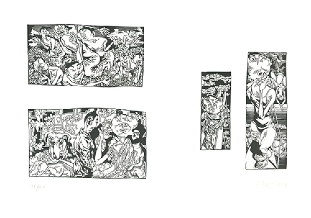 Linolschnitt Grützke - Bilder aus Bongs Stall