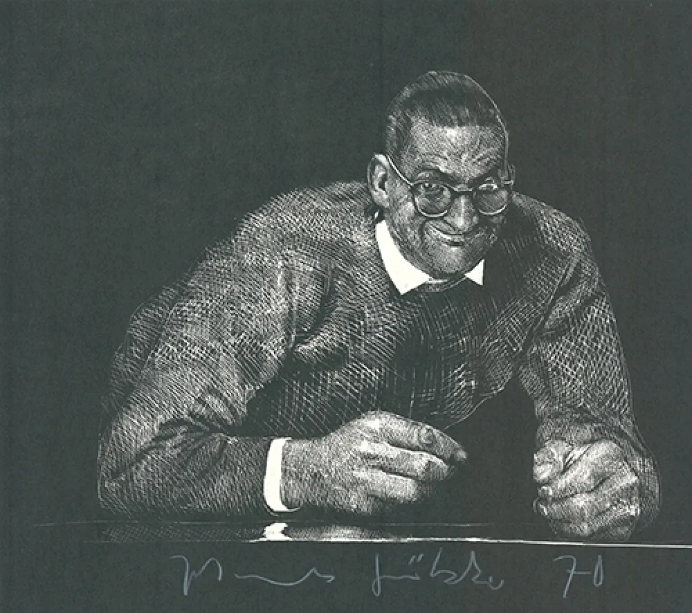 Linolschnitt Grützke - Selbstportrait II