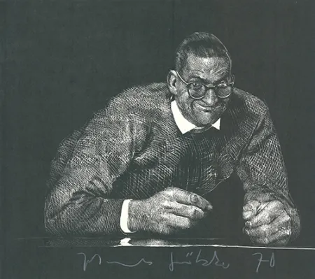 Linolschnitt Grützke - Selbstportrait II