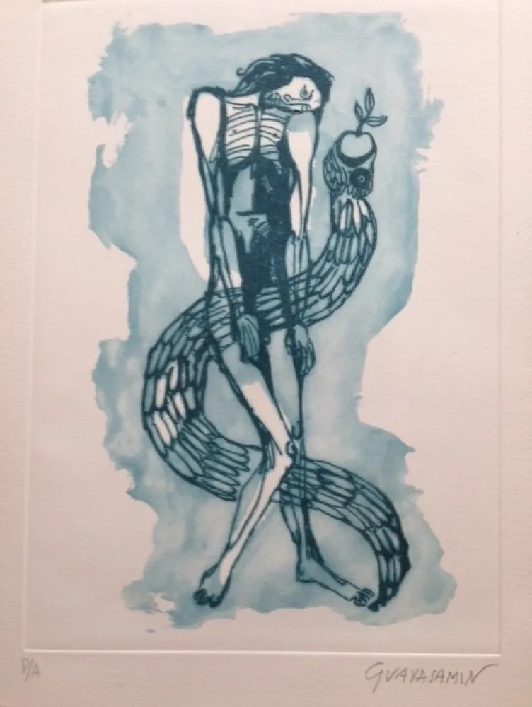 Radierung Guayasamin - Serpiente del Paraíso