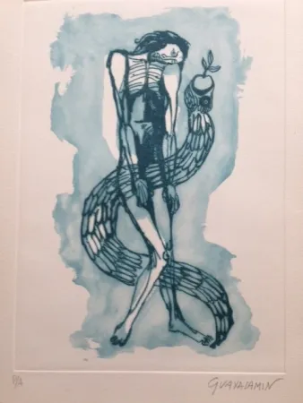 Radierung Guayasamin - Serpiente del Paraíso