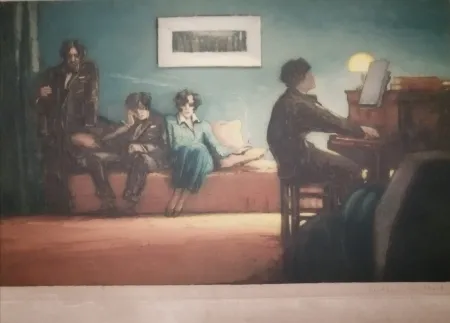 Aquatinta Guilbert - La leçon de piano
