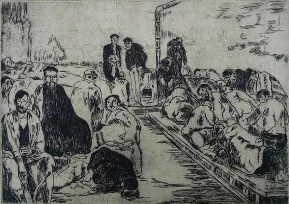 Radierung Gutiérrez Solana  - Casa de dormir