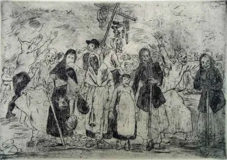 Radierung Gutiérrez Solana  - Entierro de la sardina
