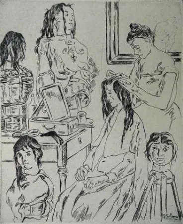 Radierung Gutiérrez Solana  - La Peinadora