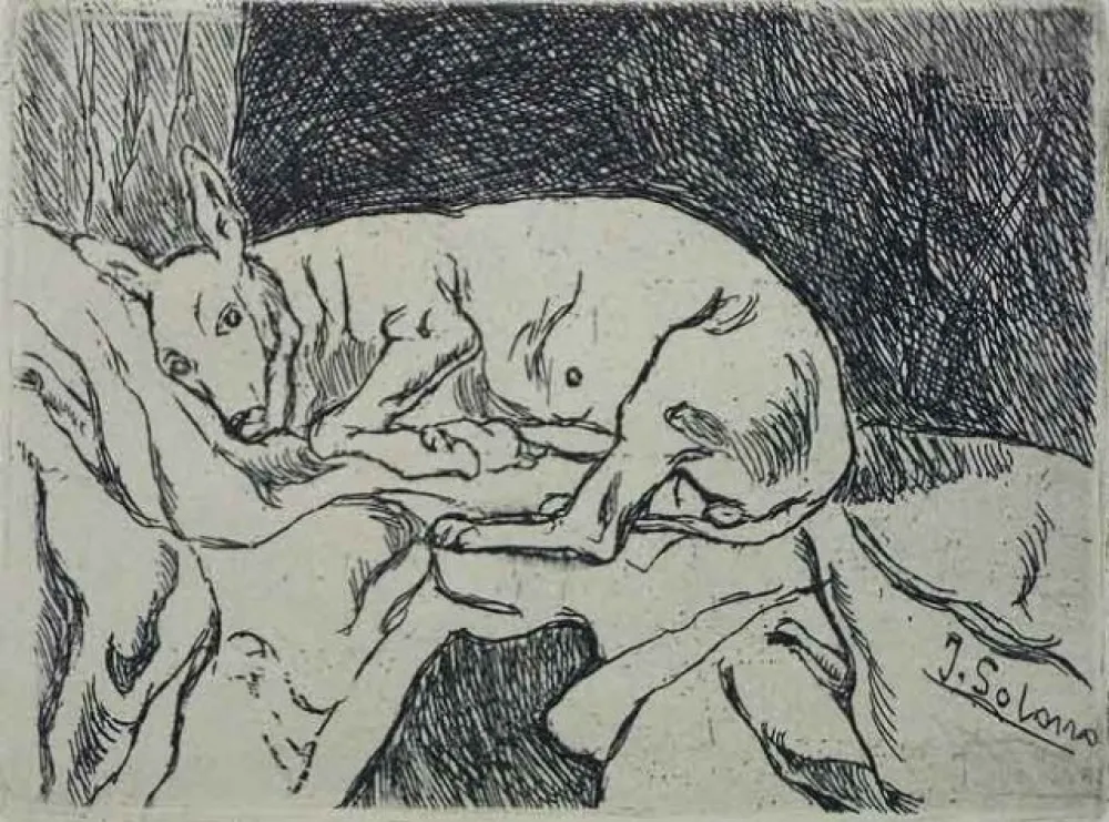 Radierung Gutiérrez Solana  - La Perra del Pintor