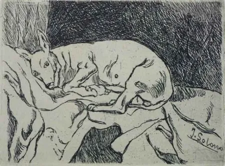 Radierung Gutiérrez Solana  - La Perra del Pintor