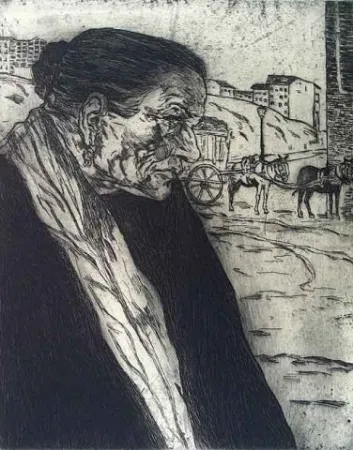 Radierung Gutiérrez Solana  - La Trapera