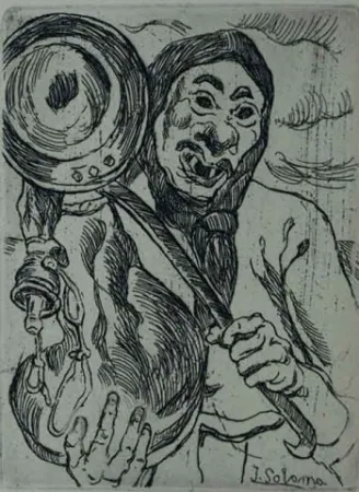 Radierung Gutiérrez Solana  - Mascarón