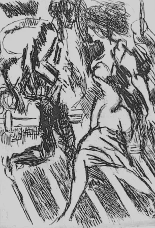 Radierung Guttuso - Nella strada