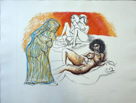 Radierung Guttuso - Zefis a Usbek