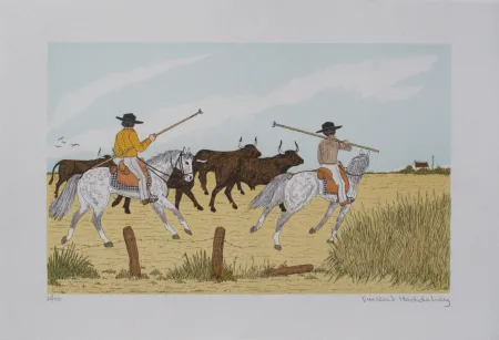 Lithographie Haddelsey - Guardian camarguais