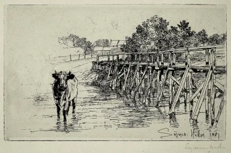 Radierung Haden - The Village Ford