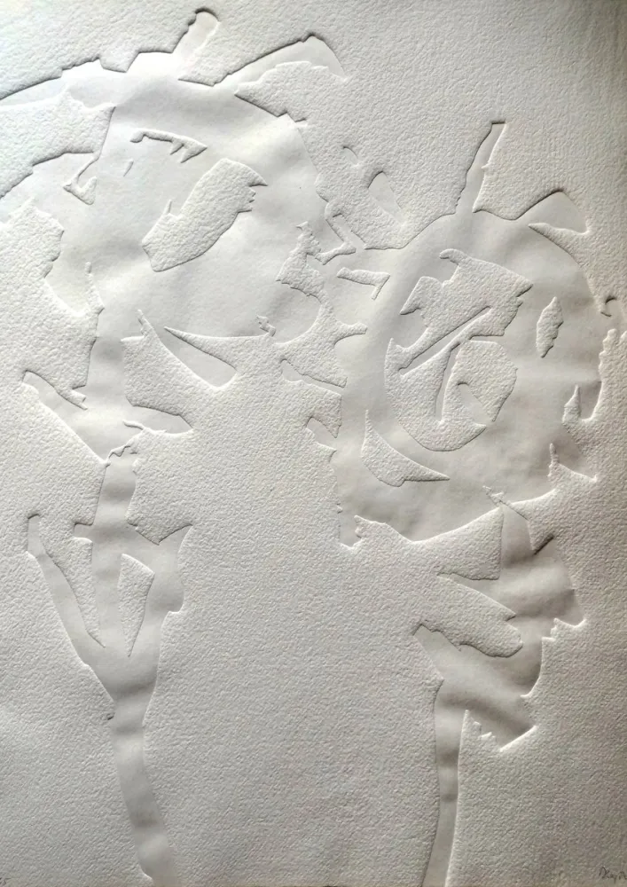Hochdruck Hajdu - Etienne HAJDU - Flowers 2 - Hand-signed Relief, 1970 - Gaufrage original signée