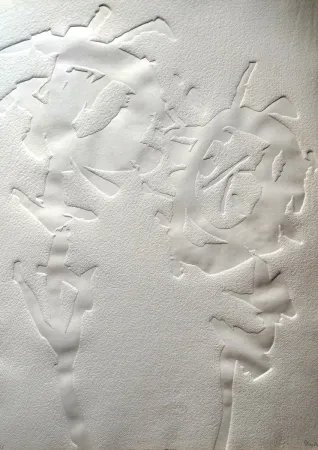 Hochdruck Hajdu - Etienne HAJDU - Flowers 2 - Hand-signed Relief, 1970 - Gaufrage original signée