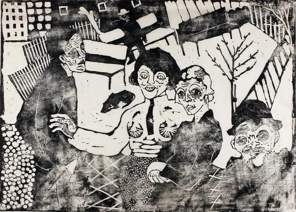 Holzschnitt Hamerschlag - Im Hof (In the Courtyard)